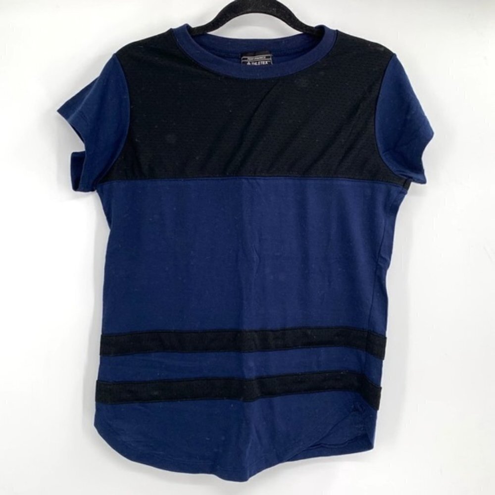 ATHLETEX Blue Athletic Tee Shirt Mesh Accent Black